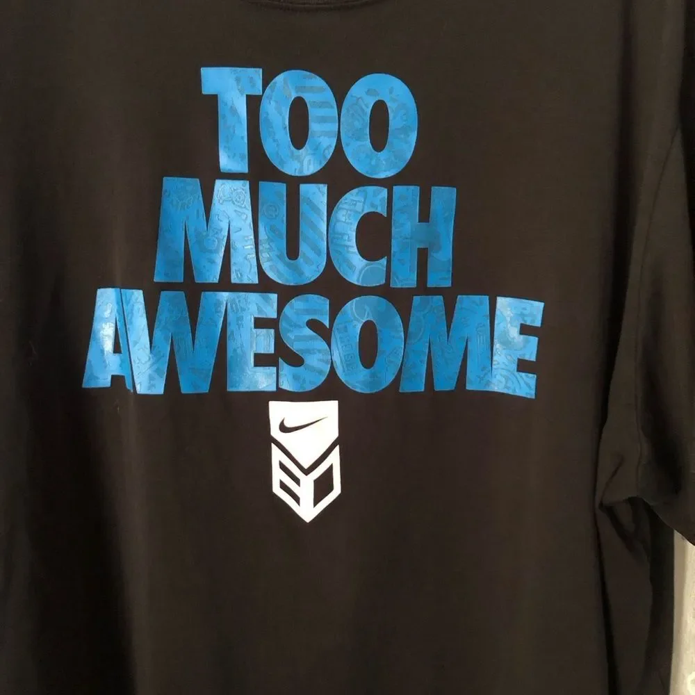 Nike dri-fit cotton blend t shirt, too much awesome logo, men size xxl